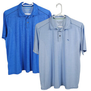 Tommy Bahama *LOT OF 2* Polo Shirts Men XL Blue Island Zone Short Sleeve Golf